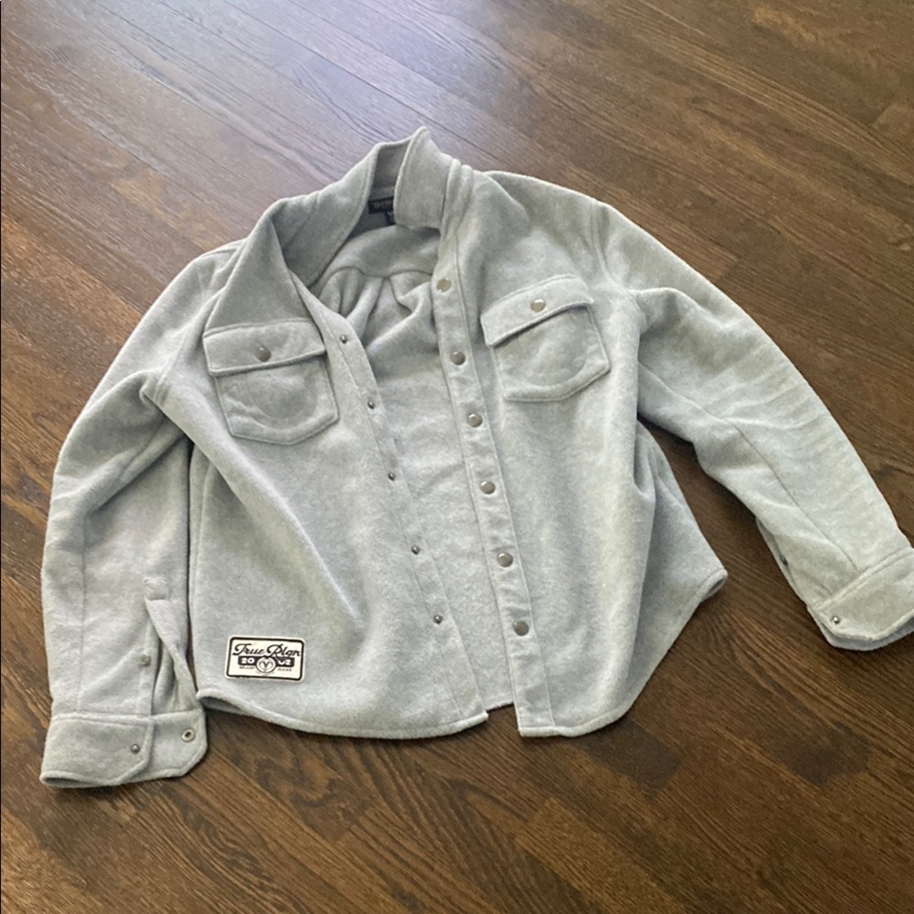 Gray Button-Up Shirt jacket true religion